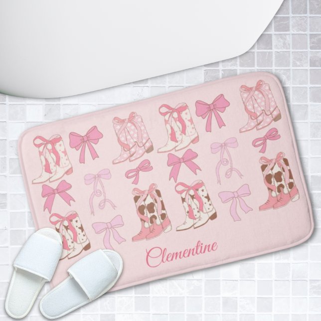 Pink Bows & Boots Personalized Girly Bathmat  (Pink Bows & Boots Personalized Girly Bathmat
)