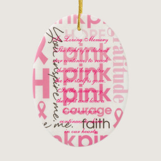 Pink Bows Breast Cancer Death Memorial Ceramic Ornament