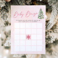 Pink Bows Christmas Baby Bingo Baby Shower Game