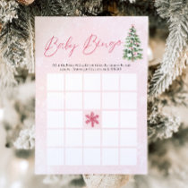 Pink Bows Christmas Baby Bingo Baby Shower Game Invitation