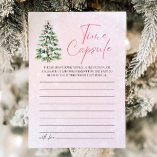 Pink Bows Christmas Baby Shower Time Capsule Game Invitation