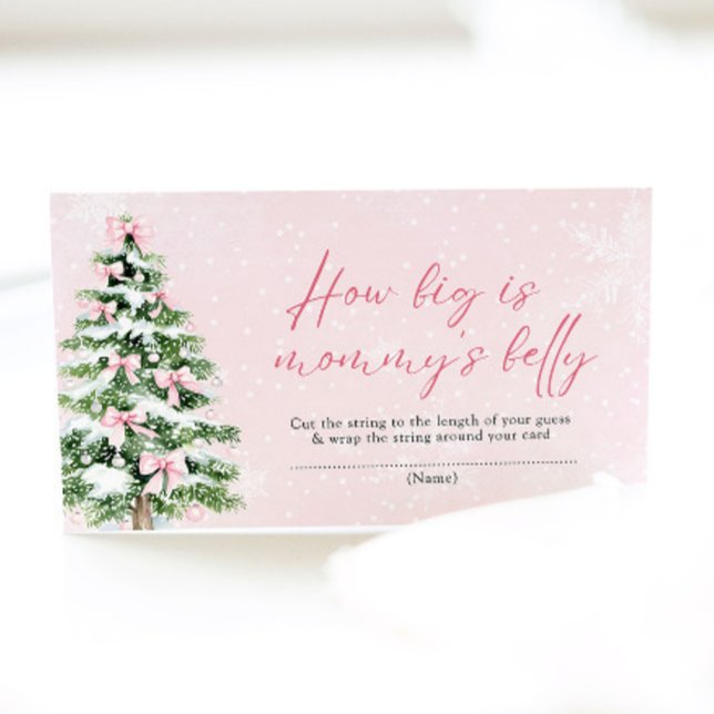 Pink Bows Christmas How Big is Mommy's Belly Game Enclosure Card (Pink Bows Christmas How Big is Mommy's Belly Game)