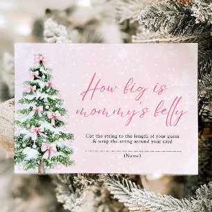 Pink Bows Christmas How Big is Mommy's Belly Game Invitation
