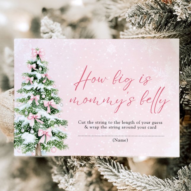 Pink Bows Christmas How Big is Mommy's Belly Game Invitation (Pink Bows Christmas How Big is Mommy's Belly Game )
