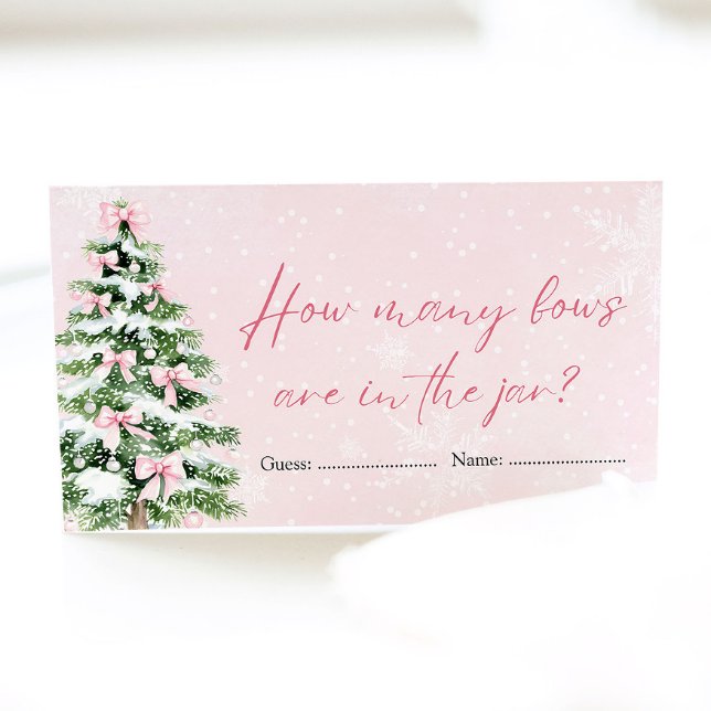 Pink Bows Christmas How Many Bows Baby Shower Game Enclosure Card (Pink Bows Christmas How Many Bows Baby Shower Game)