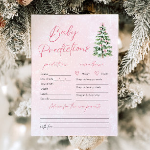 Pink Bows Christmas Tree Baby Snow Prediction Game Invitation