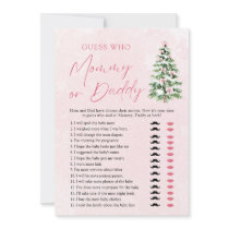 Pink Bows Christmas Tree Guess Who Mom or Dad Game Invitation