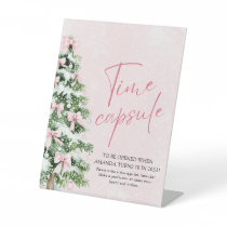 Pink Bows Christmas Tree Time Capsule Game Sign