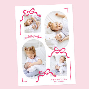 pink bows collage 4 photo girl photos Photo baby Announcement