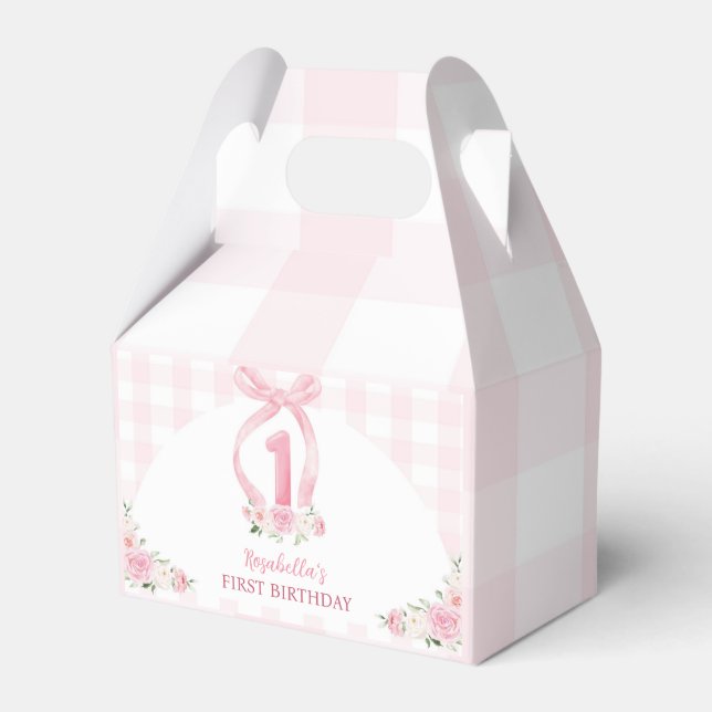 Pink Bows Coquette Birthday Favor Box (Front Side)