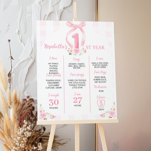 Pink Bows Coquette Birthday Milestone Sign