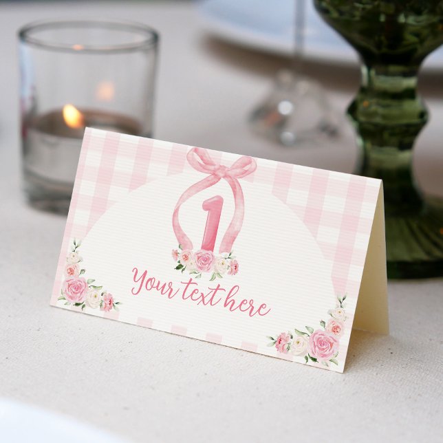 Pink Bows Coquette Birthday Place Card (Creator Uploaded)