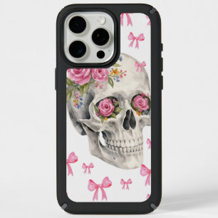 Pink Bows Coquette Floral Skull iPhone Case