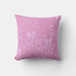Pink Bows Coquette Nursery Bridal Shower Throw Pillow