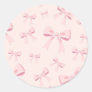 Pink Bows Cute Coquette Cottage Birthday Party Classic Round Sticker