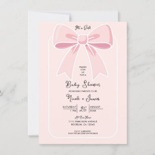 Pink Bows Cute Coquette Cottage Chic Baby Shower Invitation