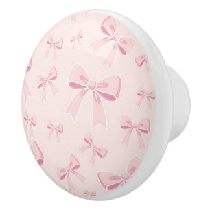 Pink Bows Cute Coquette Cottage Chic Ceramic Knob