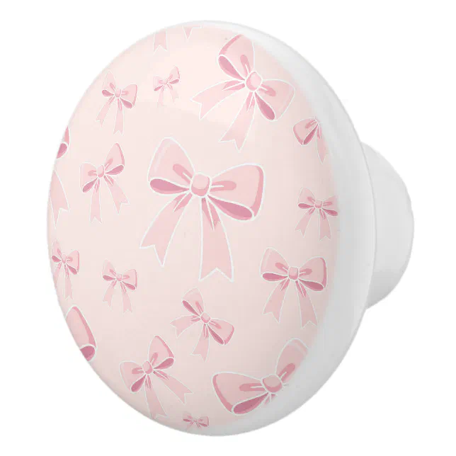 Pink Bows Cute Coquette Cottage Chic Ceramic Knob | Zazzle