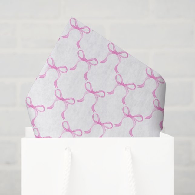Pink Bows Decoupage Paper, Birthday Shower Tissue Paper (Gift Bag)
