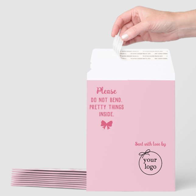Pink Bows Do Not Bend Pretty Things Small Business Envelope Mailers (Multiple)