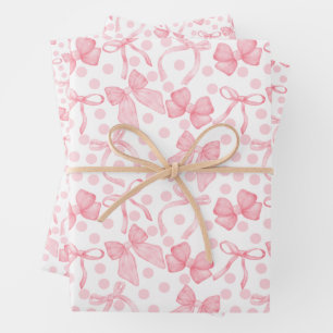 Pink Bows & Dots  Wrapping Paper Sheets