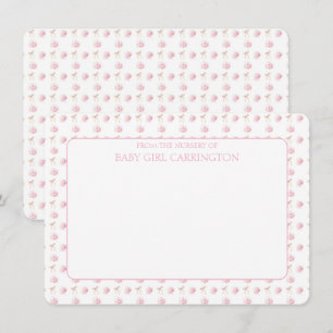 Pink Bows Floral Whimsical Vintage Personalized  Note Card