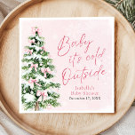 Pink Bows Girl Baby It's Cold Outside Baby Shower Napkins<br><div class="desc">The Pink Bows Girl Baby It's Cold Outside Baby Shower Napkins bring a sweet wintery charm to your baby shower decor! These napkins feature dainty pink bows on a festive Christmas tree adorned with delicate snowflakes, perfectly capturing the cozy "Baby It's Cold Outside" theme. Ideal for celebrating a baby girl,...</div>