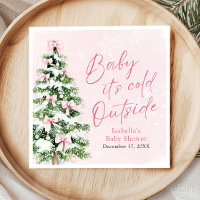 Pink Bows Girl Baby It's Cold Outside Baby Shower