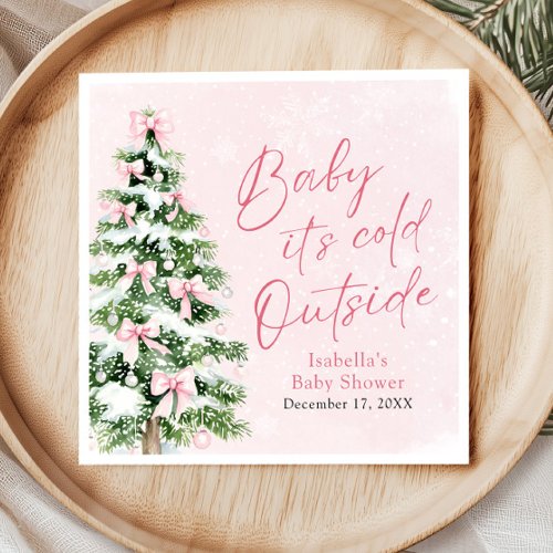 Pink Bows Girl Baby It's Cold Outside Baby Shower