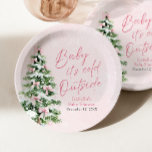 Pink Bows Girl Baby It's Cold Outside Baby Shower Paper Plates<br><div class="desc">The Pink Bows Girl Baby It's Cold Outside Baby Shower Paper Plates bring a sweet, wintery charm to your baby shower decor! Featuring a soft pink design adorned with delicate snowflakes and adorable bows on a festive Christmas tree, these plates are perfect for a baby girl’s "Baby It’s Cold Outside"...</div>