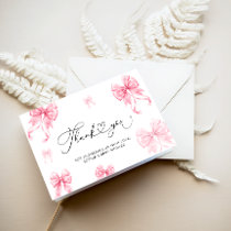 Pink Bows Girl Baby Shower Thank You Card