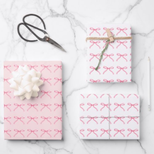 Pink Bows Girly Coquette Pattern Wrapping Paper