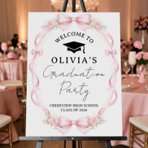 Pink Bows Graduation Class Of 2026 Welcome Sign
