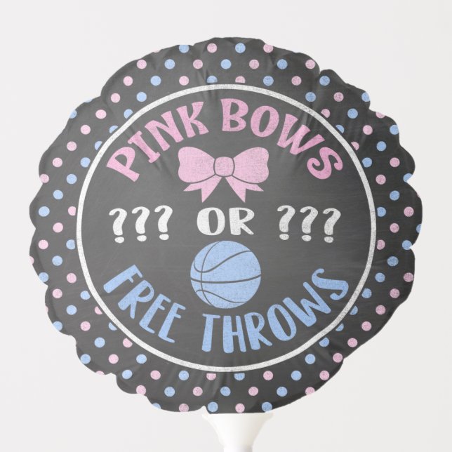 Pink Bows or Free Throws gender reveal balloon (Front)