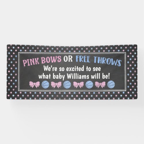 Pink Bows or Free  Throws gender reveal banner Banner