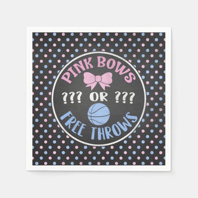 Pink Bows or Free Throws party napkins. Napkins (Front)