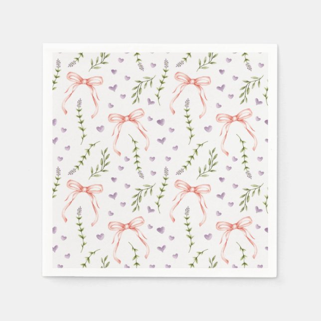 Pink Bows Paper Napkins (Front)