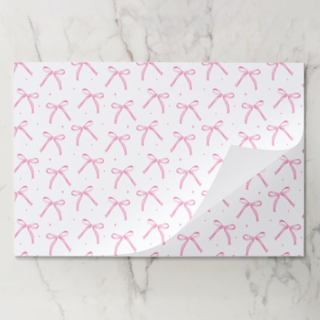Pink Bows Paper Placemats (Folded)
