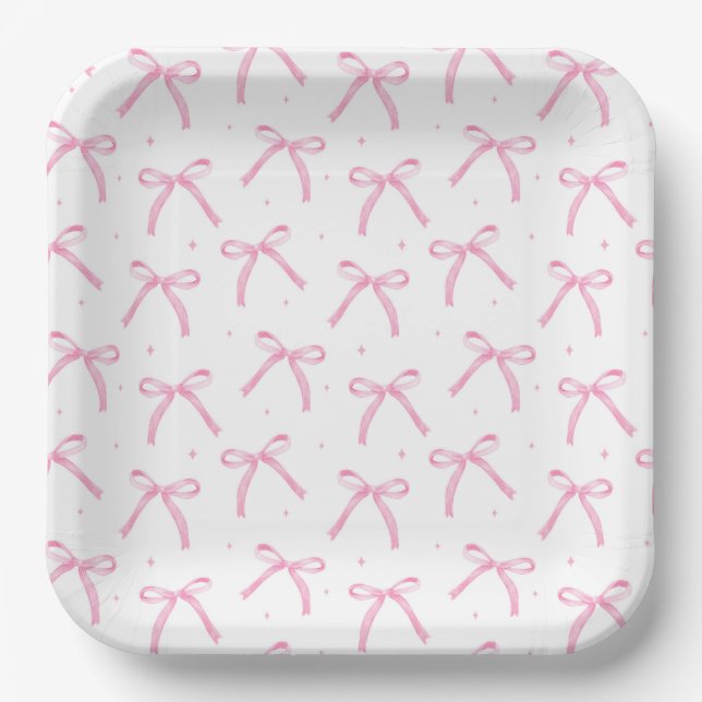 Pink Bows  Paper Plates (Front)
