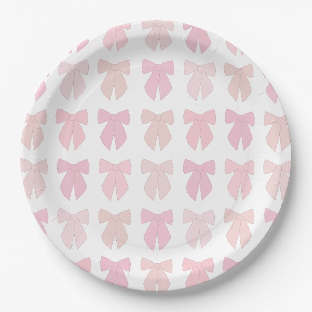 Pink Bows Paper Plates (Front)