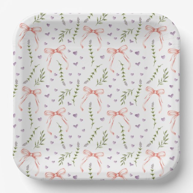 Pink Bows  Paper Plates (Front)