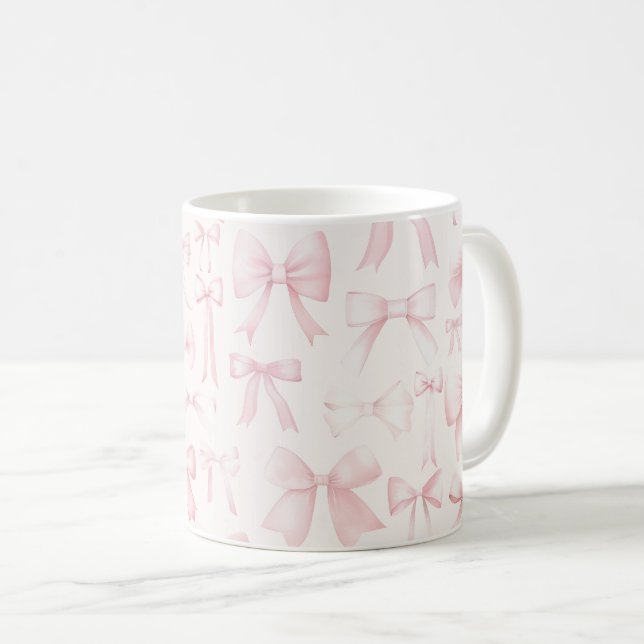 pink bows pattern coffee mug (Front Right)