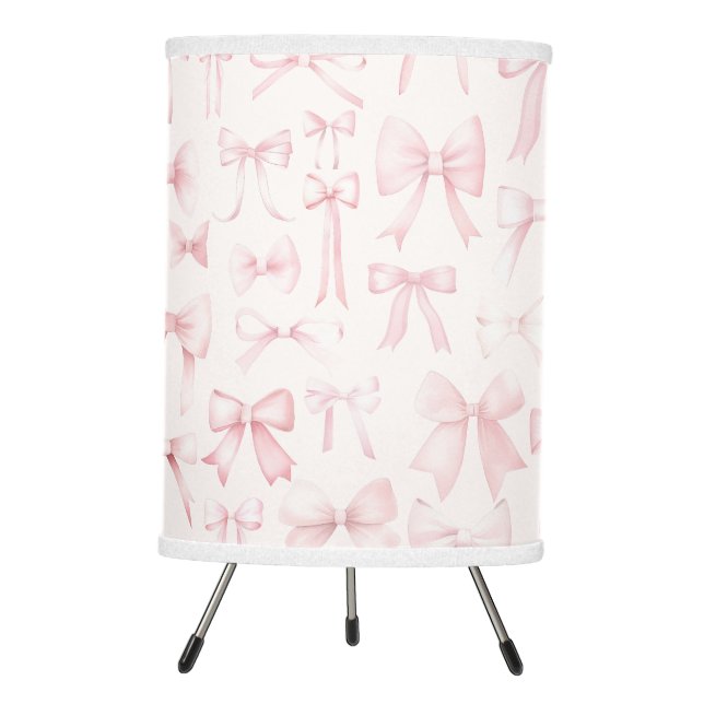 pink bows pattern tripod lamp (Front)