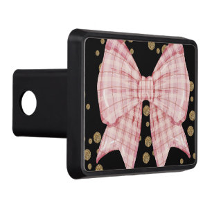 Pink Bows Polk Dots Gold Black Hitch Cover