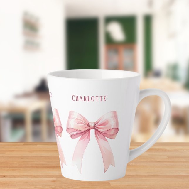 Pink bows script name latte mug (Creator Uploaded)