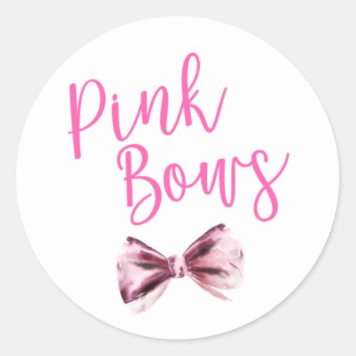 Pink Bows Team Girl Gender Reveal Party  Classic Round Sticker