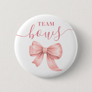 Pink Bows Team Girl Gender Reveal Voting Game Button