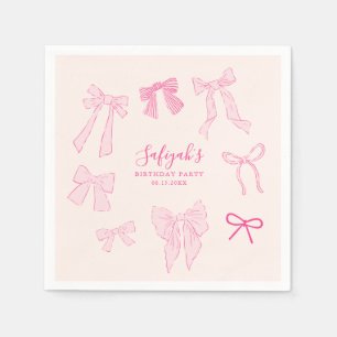 Pink Bows Whimsical Birthday Party Napkins