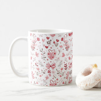 Pink bows with flowers coffee mug