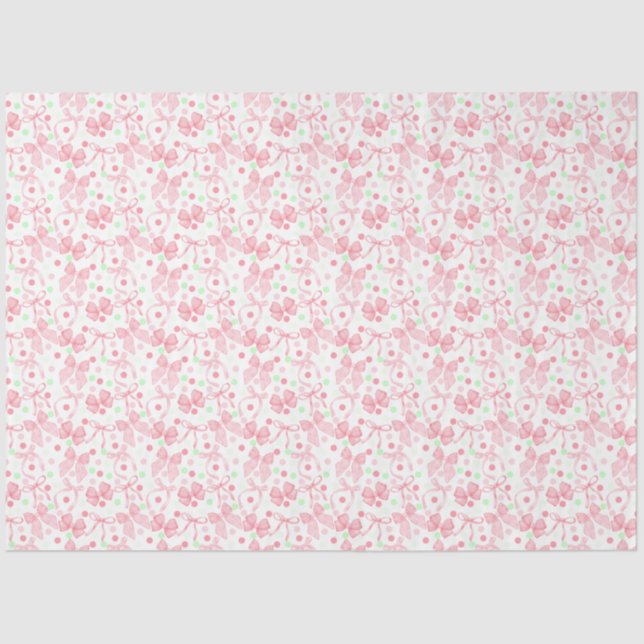 Pink Bows with Pink & Green Dots Tissue Paper (Front)